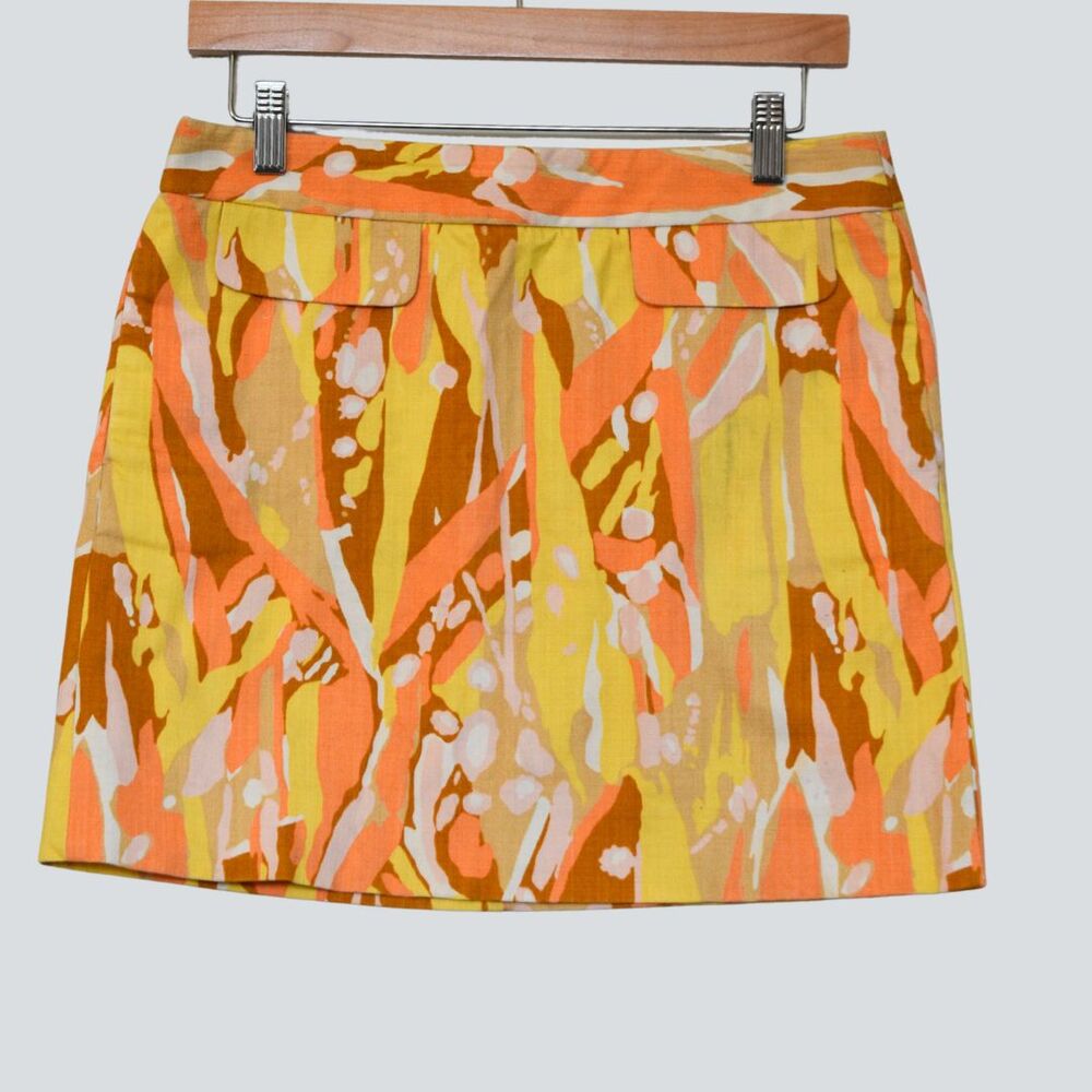 J.CREW Limoncello Paint Splash Mini Skirt Abstract Mod Retro Cotton 60's SIZE 2